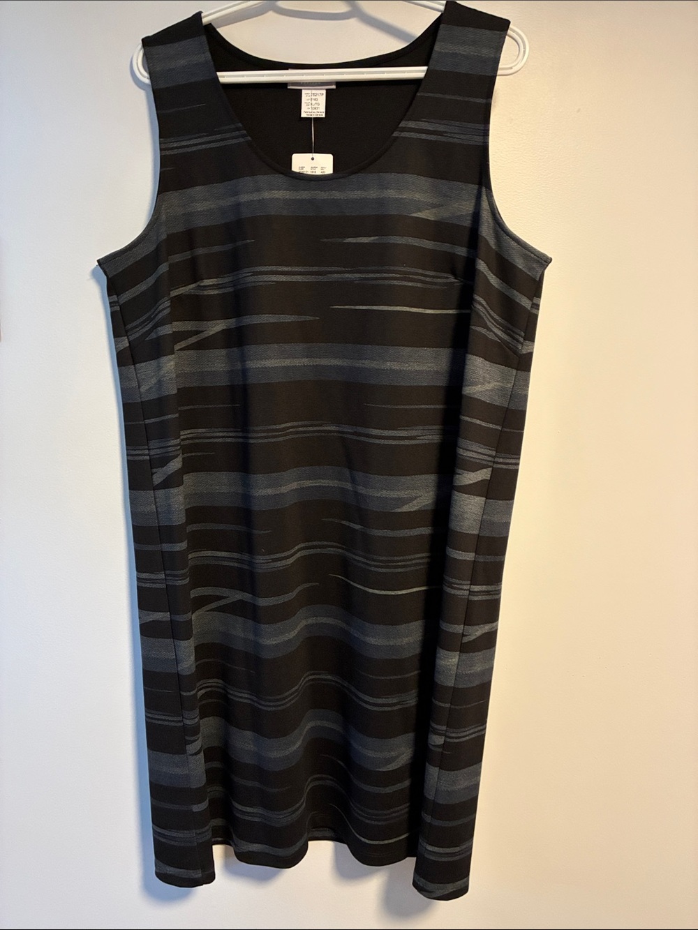 Sleeveless Black and Gray Striped Women's Dress - Laura petites - NWT